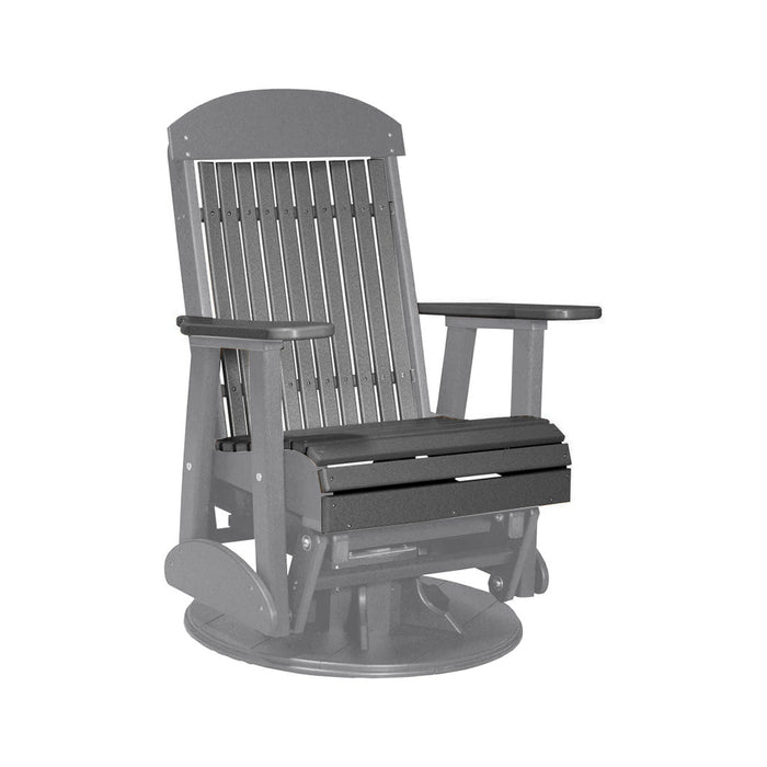 LuxCraft Slate 2 foot Classic Highback Recycled Plastic Swivel Glider Chair With Cup Holder