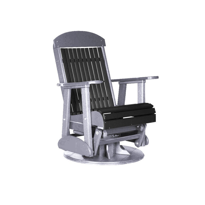LuxCraft Black 2 foot Classic Highback Recycled Plastic Swivel Glider Chair