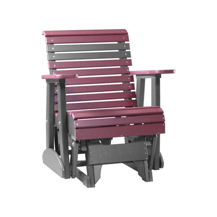 LuxCraft Cherry wood 2 foot Rollback Recycled Plastic Glider Chair