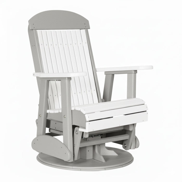 LuxCraft White 2 foot Classic Highback Recycled Plastic Swivel Glider Chair