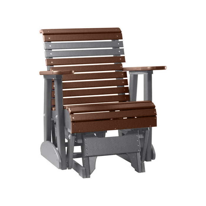 LuxCraft Chestnut Brown 2 foot Rollback Recycled Plastic Glider Chair