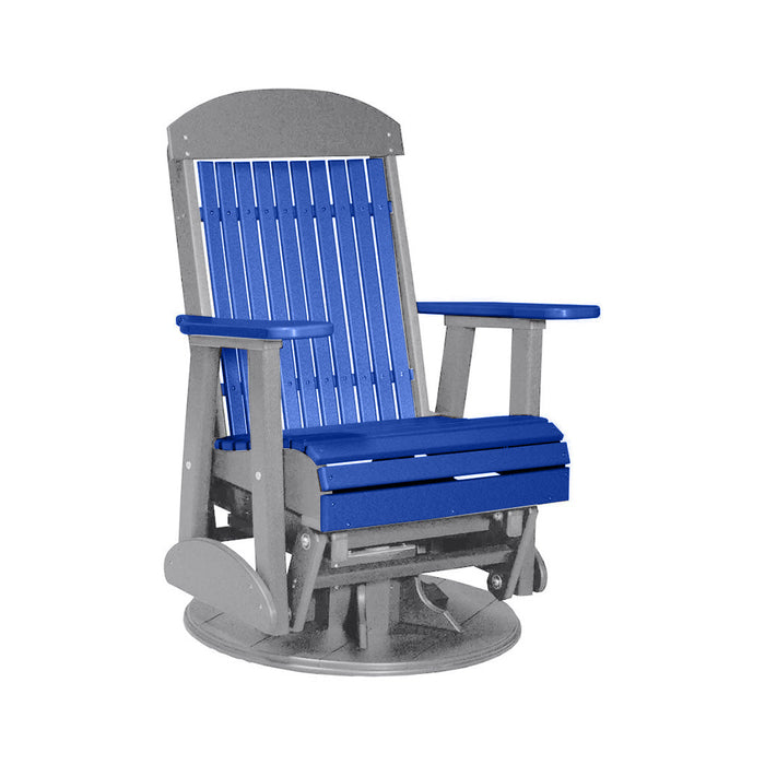 LuxCraft Blue 2 foot Classic Highback Recycled Plastic Swivel Glider Chair With Cup Holder