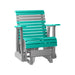 LuxCraft Aruba Blue 2 foot Rollback Recycled Plastic Glider Chair With Cup Holder