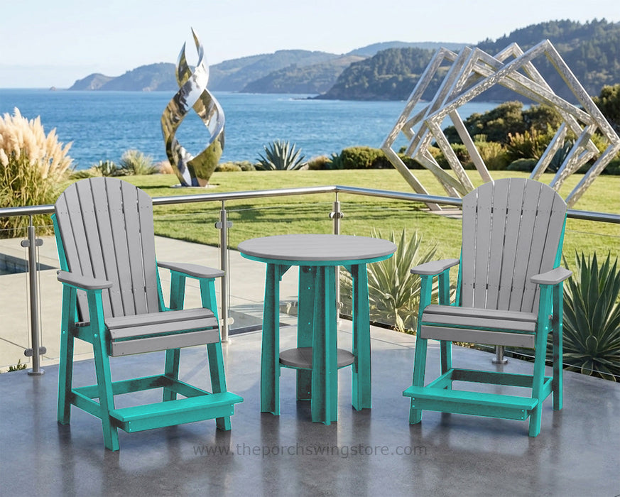 LuxCraft Aruba Blue on Gray Poly Balcony Table Dining Sets