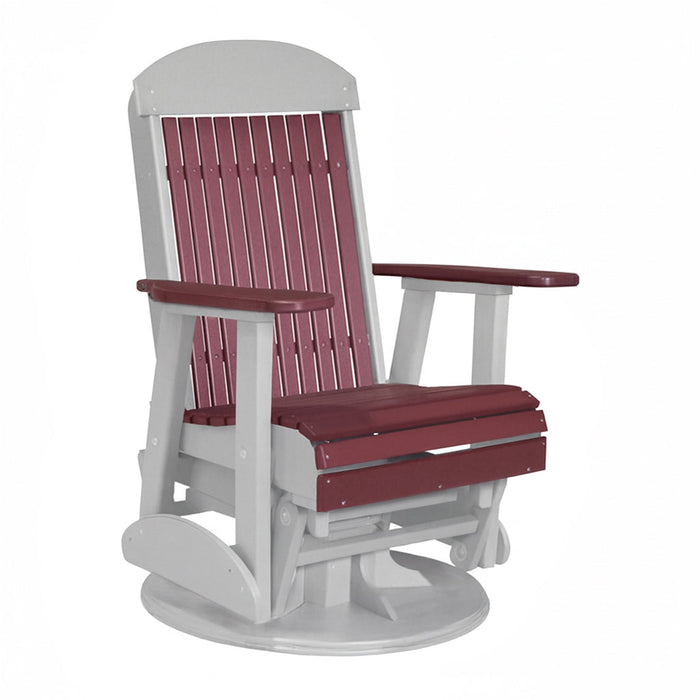 LuxCraft Cherry wood 2 foot Classic Highback Recycled Plastic Swivel Glider Chair With Cup Holder