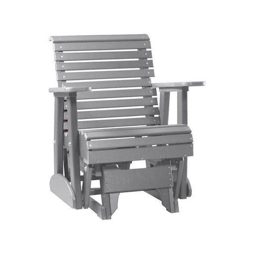 LuxCraft Gray 2 foot Rollback Recycled Plastic Glider Chair With Cup Holder