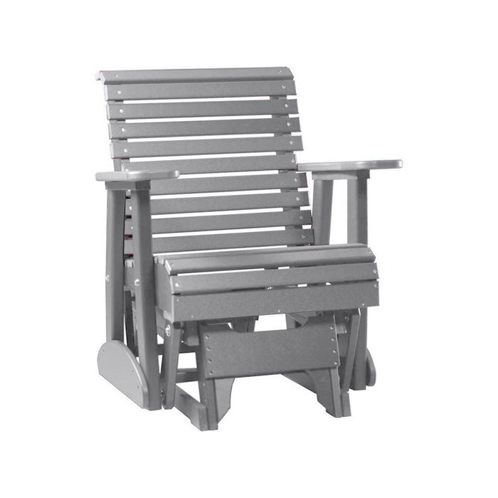 LuxCraft Gray 2 foot Rollback Recycled Plastic Glider Chair With Cup Holder