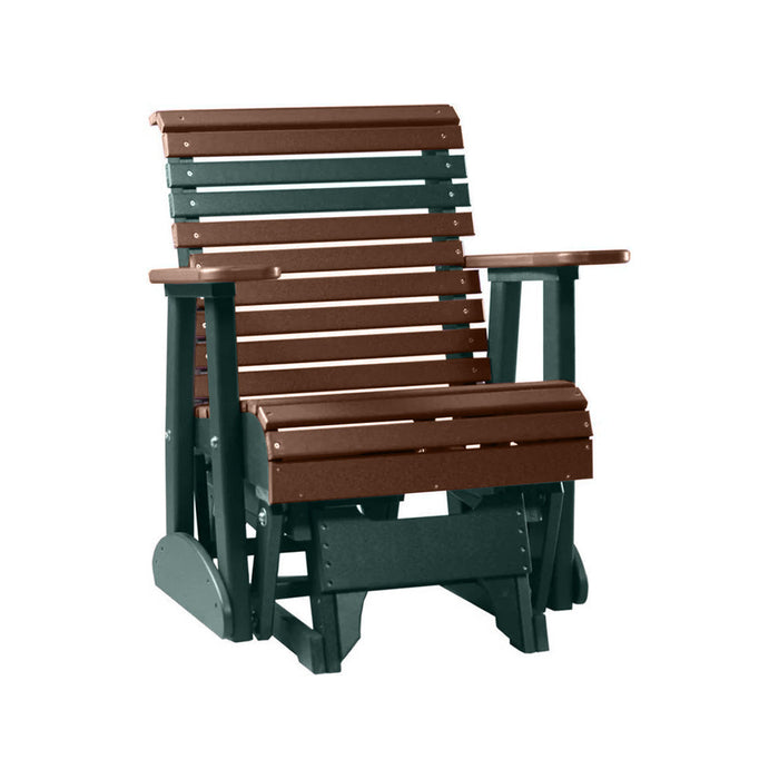LuxCraft Chestnut Brown 2 foot Rollback Recycled Plastic Glider Chair With Cup Holder