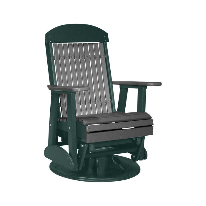 LuxCraft Slate 2 foot Classic Highback Recycled Plastic Swivel Glider Chair With Cup Holder