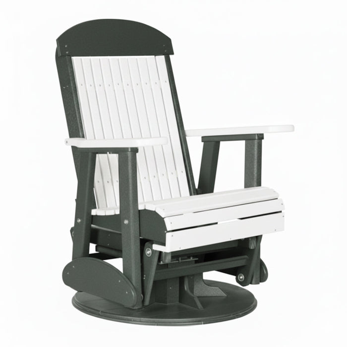 LuxCraft White 2 foot Classic Highback Recycled Plastic Swivel Glider Chair