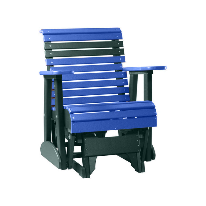 LuxCraft Blue 2 foot Rollback Recycled Plastic Glider Chair With Cup Holder