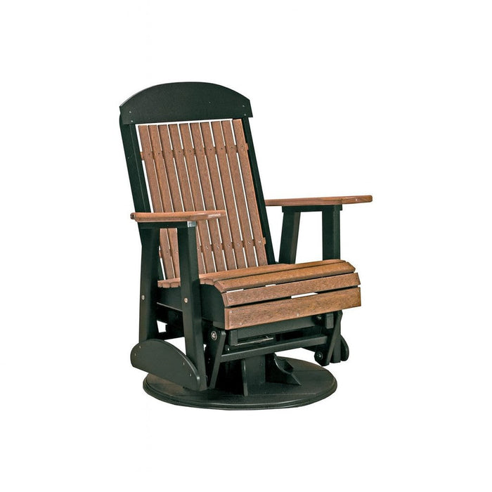 LuxCraft Antique Mahogany 2 foot Classic Highback Recycled Plastic Swivel Glider Chair
