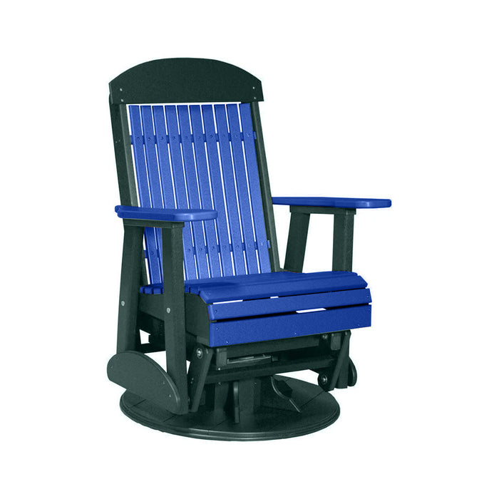 LuxCraft Blue 2 foot Classic Highback Recycled Plastic Swivel Glider Chair With Cup Holder