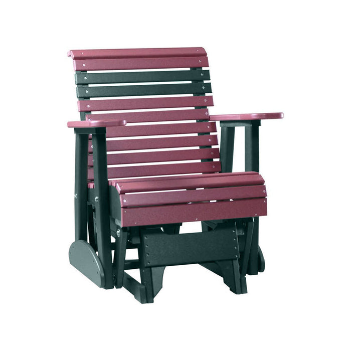 LuxCraft Cherry wood 2 foot Rollback Recycled Plastic Glider Chair