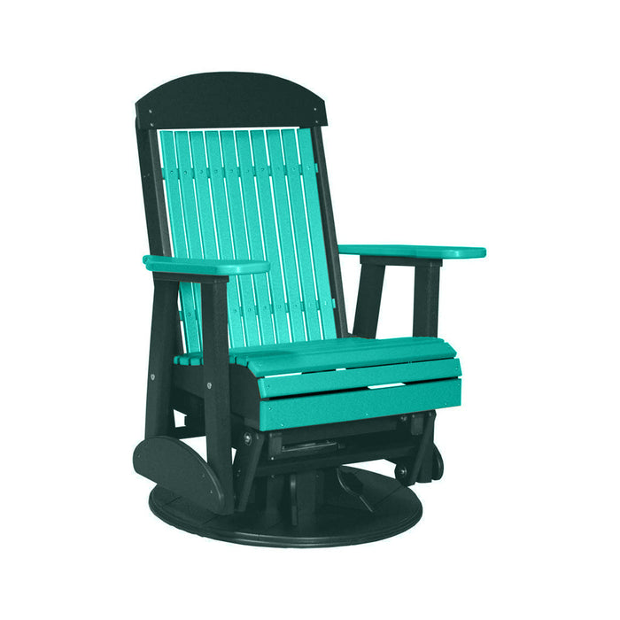 LuxCraft Aruba Blue 2 foot Classic Highback Recycled Plastic Swivel Glider Chair