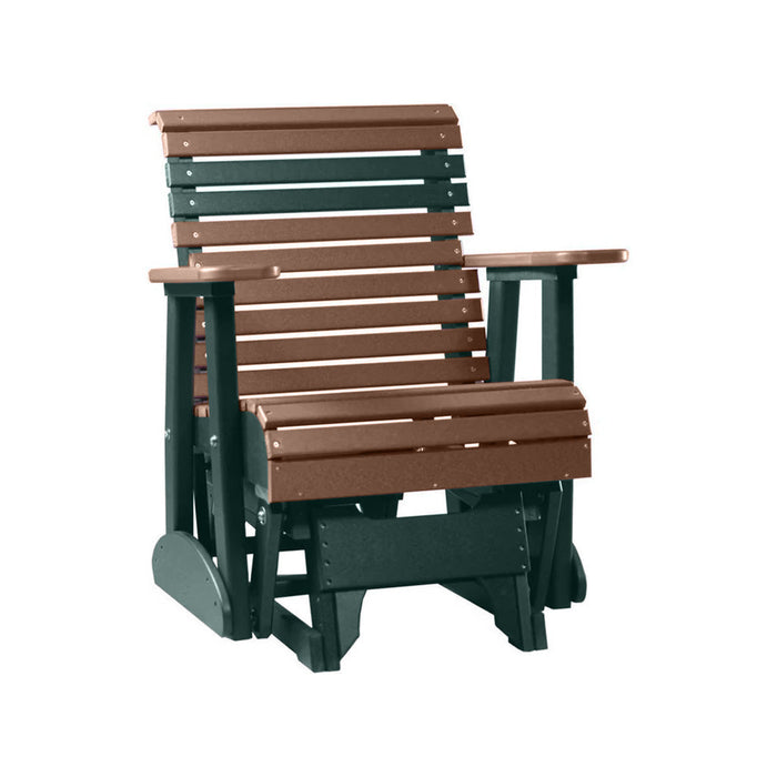 LuxCraft Antique Mahogany 2 foot Rollback Recycled Plastic Glider Chair