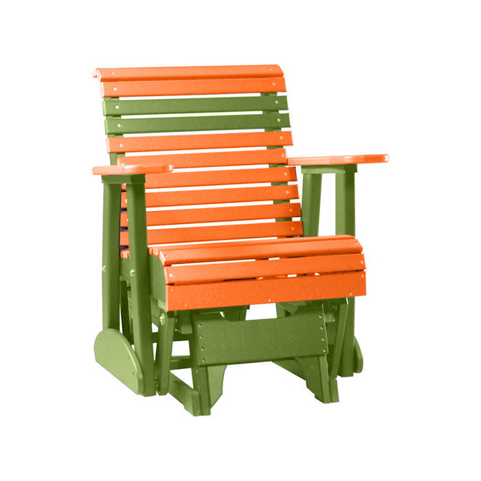 LuxCraft Tangerine 2 foot Rollback Recycled Plastic Glider Chair With Cup Holder