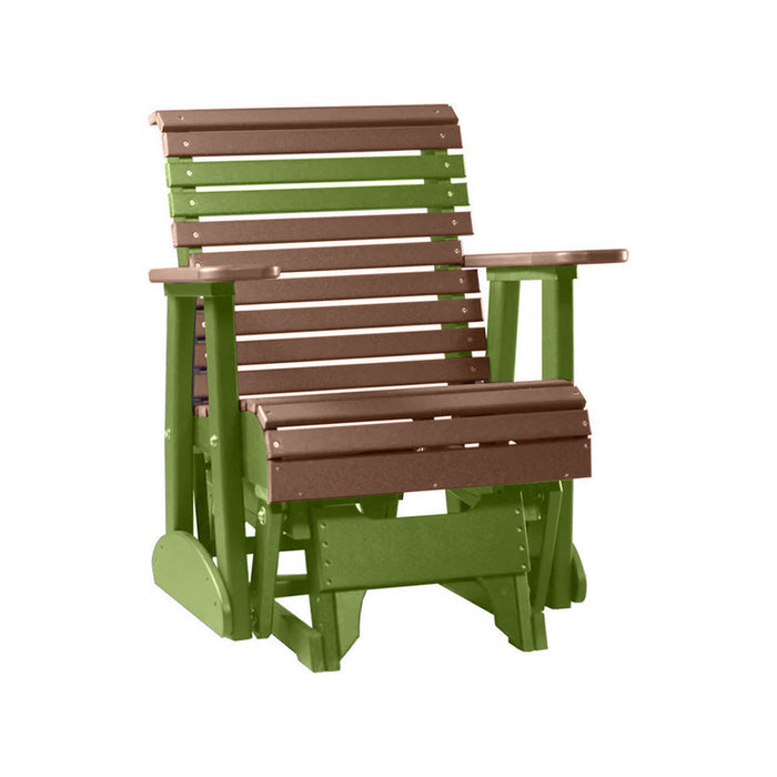 LuxCraft Antique Mahogany 2 foot Rollback Recycled Plastic Glider Chair