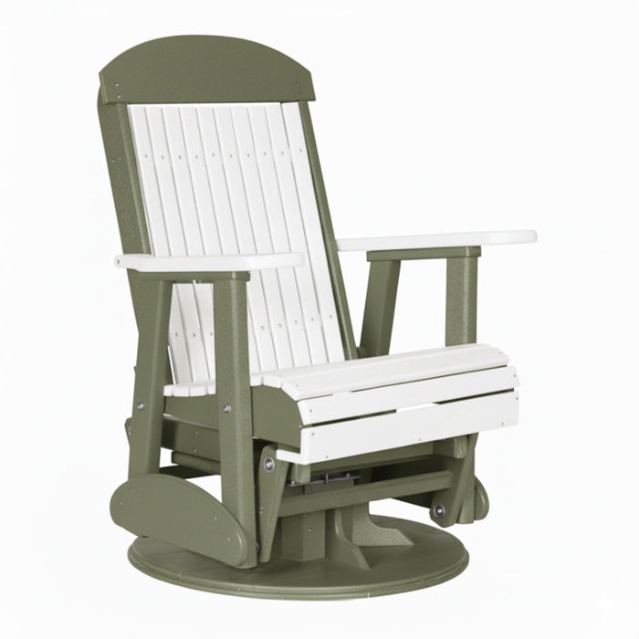 LuxCraft White 2 foot Classic Highback Recycled Plastic Swivel Glider Chair