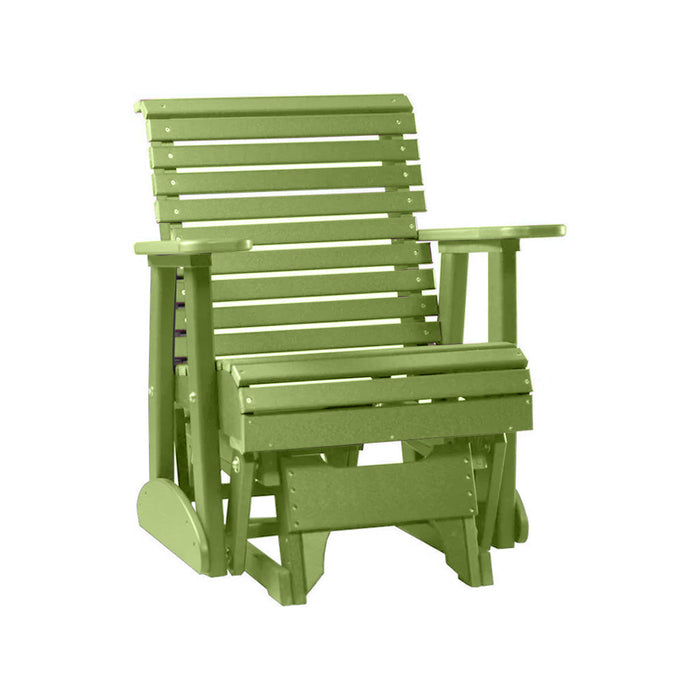 LuxCraft Lime Green 2 foot Rollback Recycled Plastic Glider Chair With Cup Holder