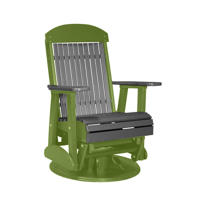 LuxCraft Slate 2 foot Classic Highback Recycled Plastic Swivel Glider Chair With Cup Holder