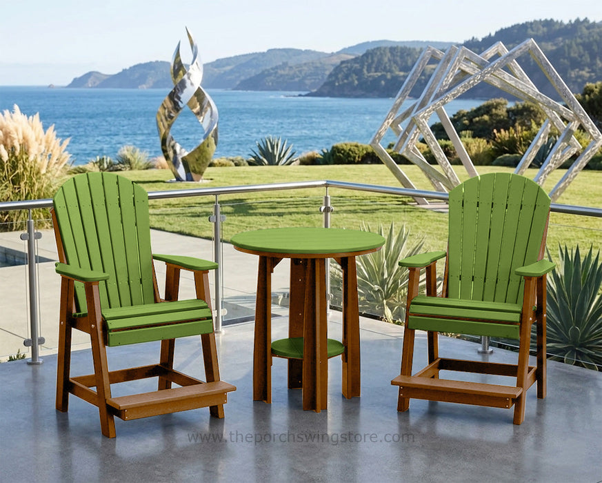 LuxCraft Antique Mahogany on Lime Green Poly Balcony Dining Table Sets