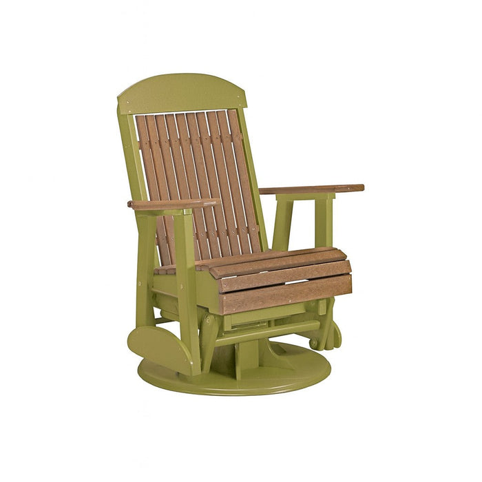 LuxCraft Antique Mahogany 2 foot Classic Highback Recycled Plastic Swivel Glider Chair