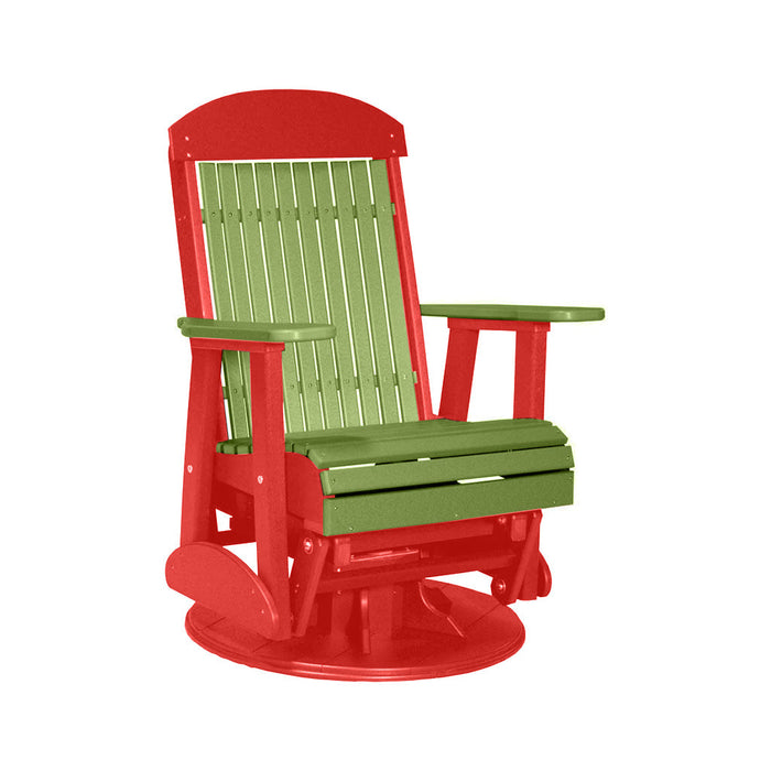 LuxCraft Lime Green 2 foot Classic Highback Recycled Plastic Swivel Glider Chair
