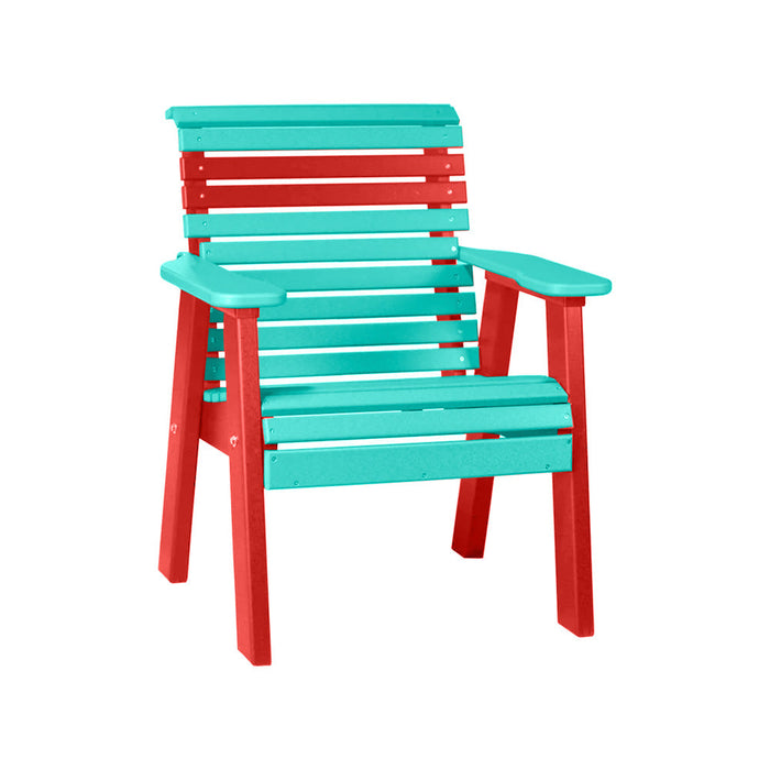 LuxCraft Aruba Blue 2' Rollback Recycled Plastic Chair With Cup Holder