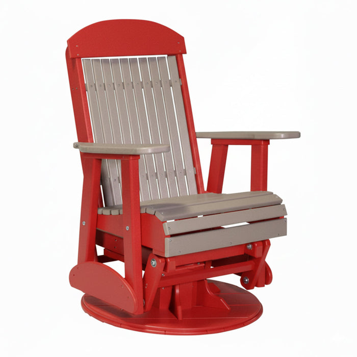 LuxCraft Weatherwood 2 foot Classic Highback Recycled Plastic Swivel Glider Chair With Cup Holder