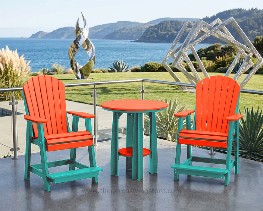 LuxCraft Aruba Blue on Red Poly Balcony Table Dining Sets
