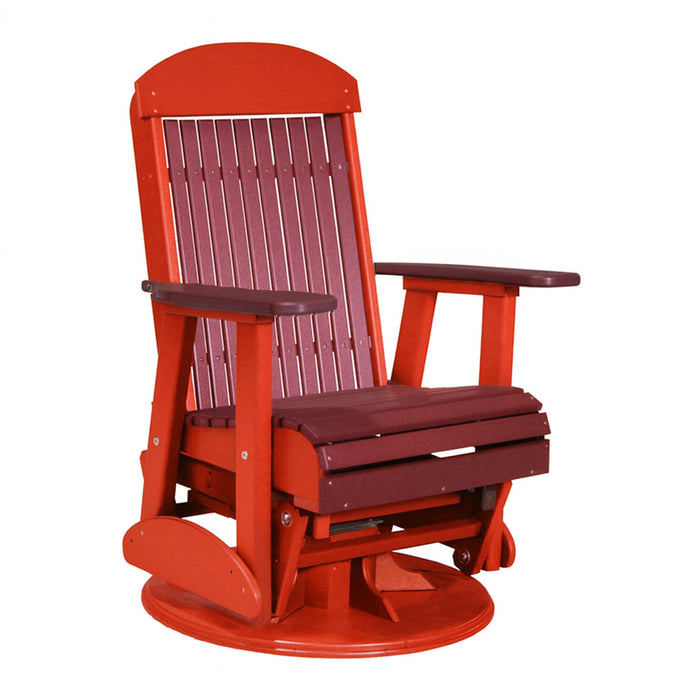 LuxCraft Cherry wood 2 foot Classic Highback Recycled Plastic Swivel Glider Chair With Cup Holder