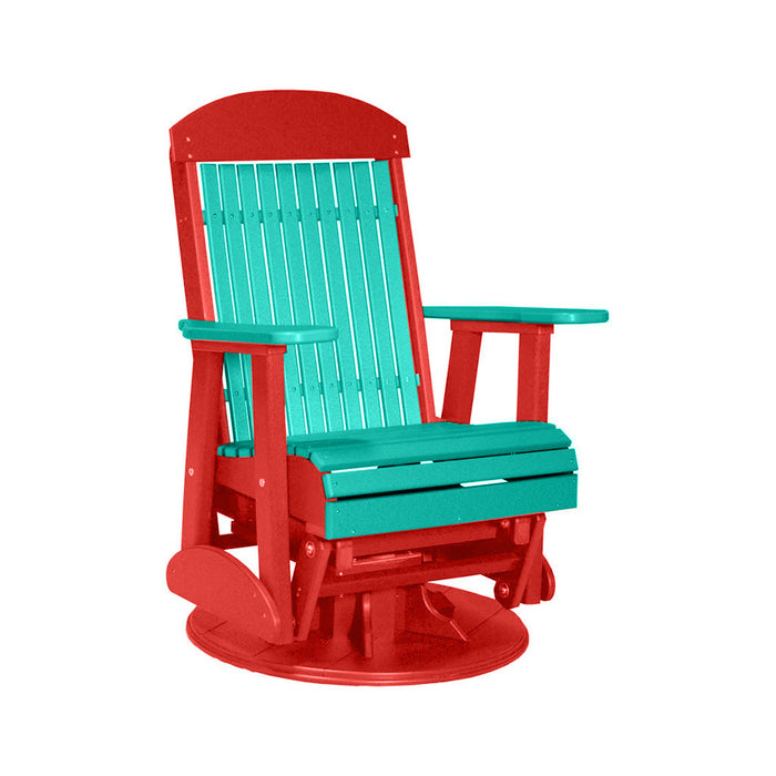 LuxCraft Aruba Blue 2 foot Classic Highback Recycled Plastic Swivel Glider Chair