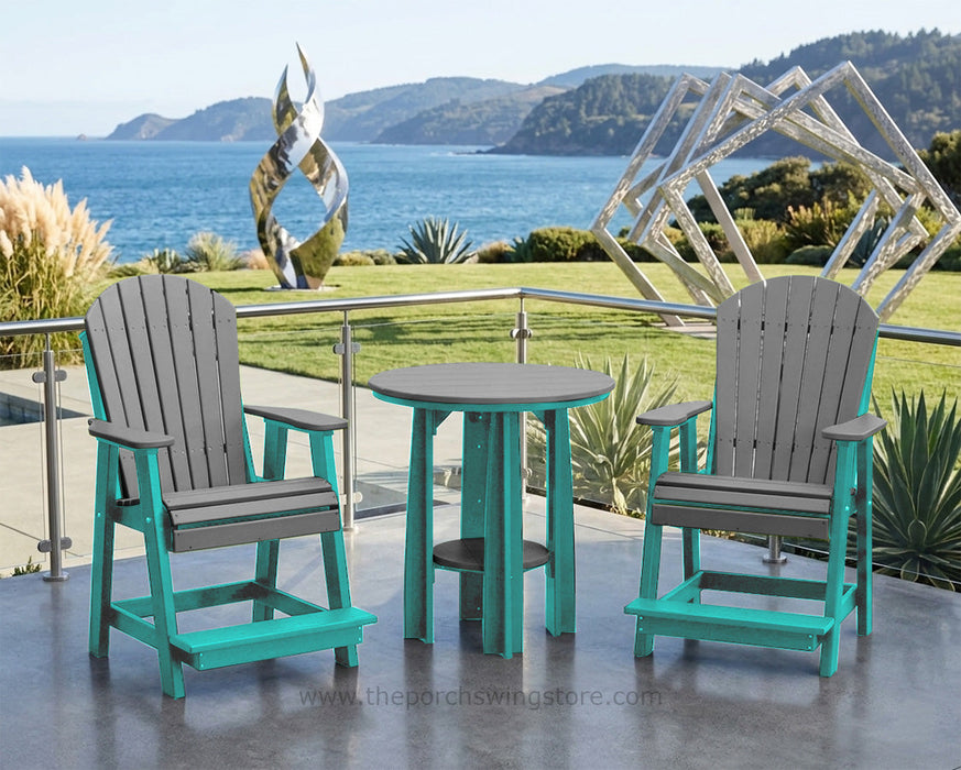 LuxCraft Aruba Blue on Slate Poly Balcony Table Dining Sets