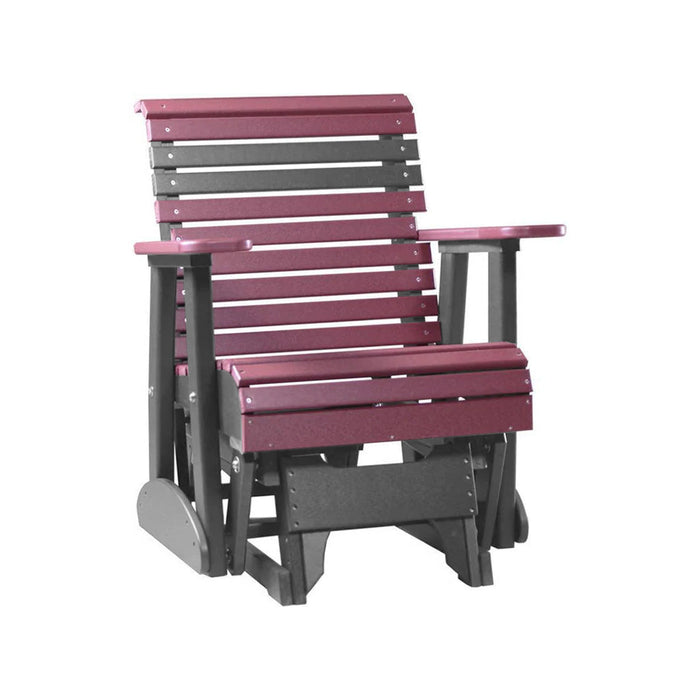 LuxCraft Cherry wood 2 foot Rollback Recycled Plastic Glider Chair