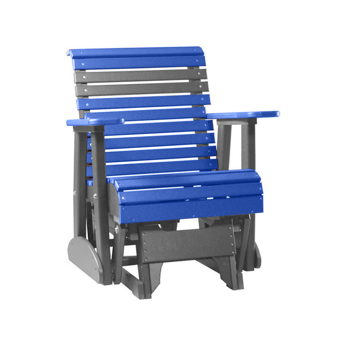 LuxCraft Blue 2 foot Rollback Recycled Plastic Glider Chair With Cup Holder