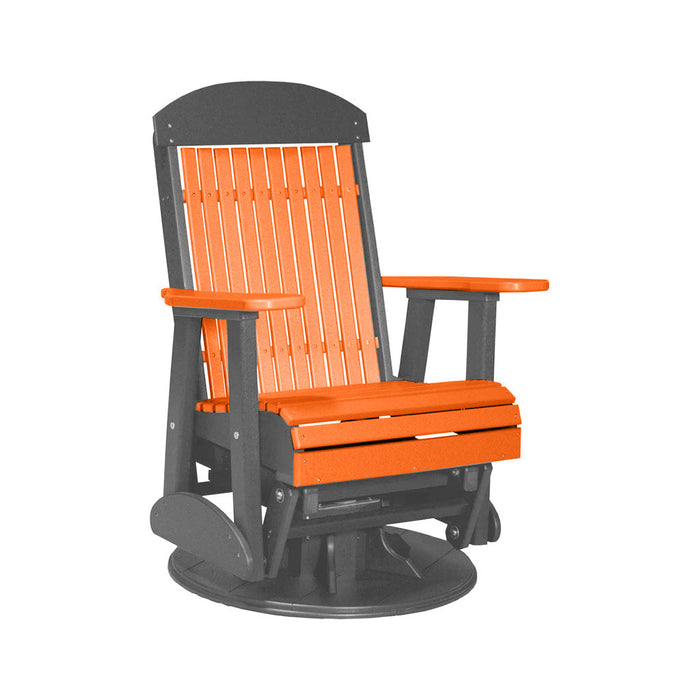 LuxCraft Tangerine 2 foot Classic Highback Recycled Plastic Swivel Glider Chair With Cup Holder
