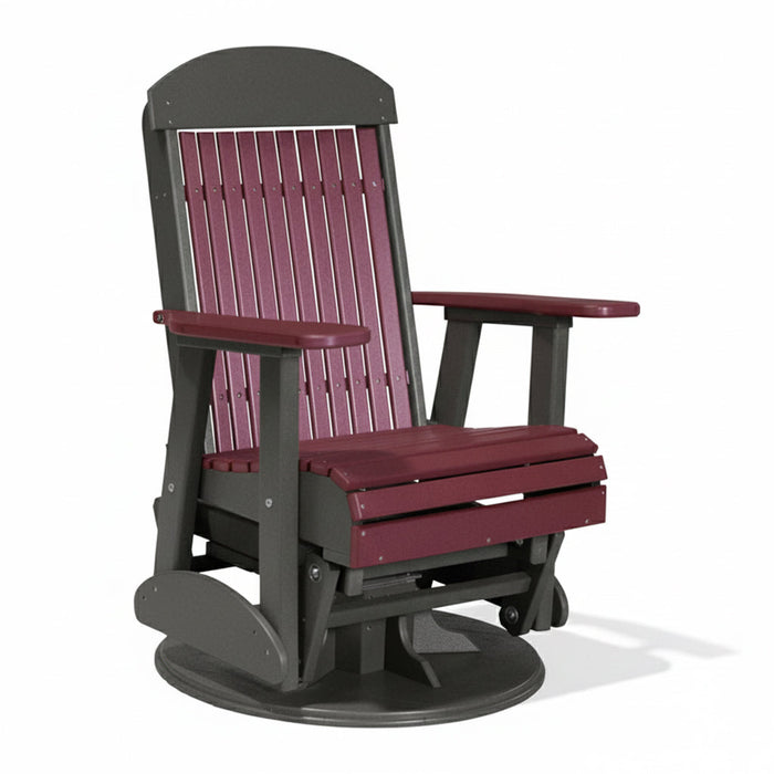 LuxCraft Cherrywood 2 foot Classic Highback Recycled Plastic Swivel Glider Chair With Cup Holder