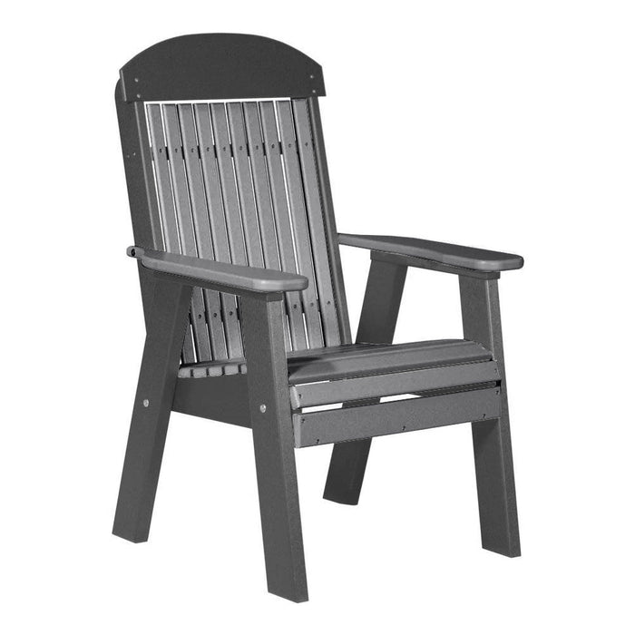 LuxCraft Gray 2' Classic Highback Recycled Plastic Chair With Cup Holder