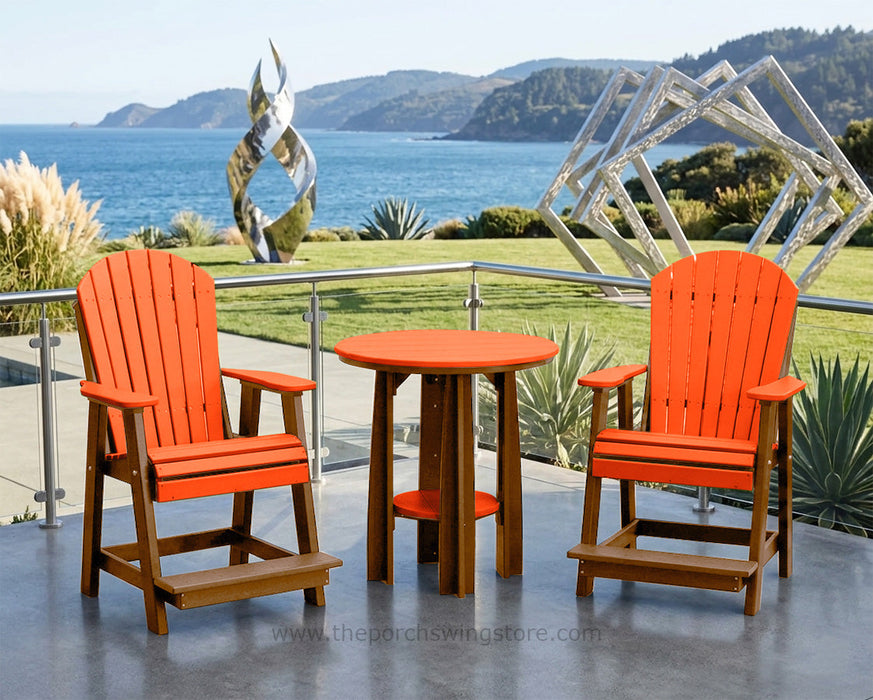 LuxCraft Antique Mahogany on Tangerine Poly Balcony Dining Table Sets