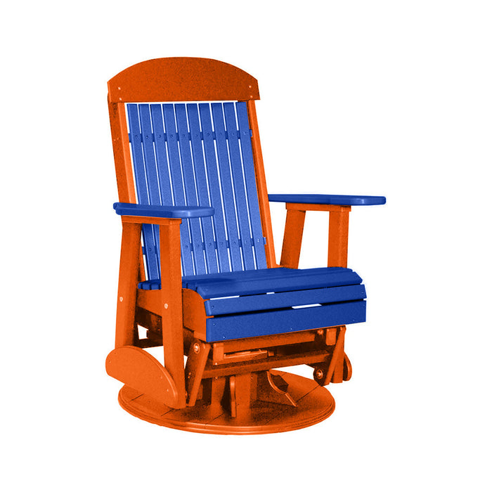 LuxCraft Blue 2 foot Classic Highback Recycled Plastic Swivel Glider Chair With Cup Holder