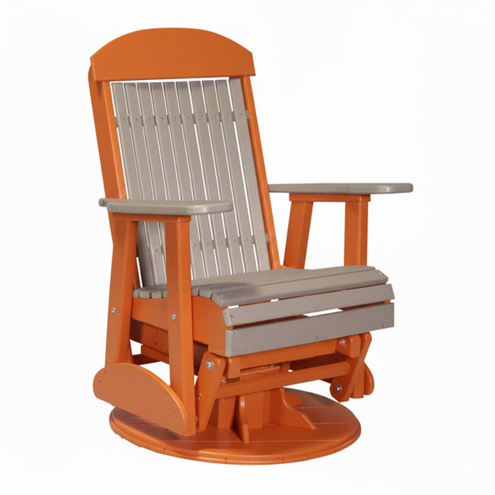 LuxCraft Weatherwood 2 foot Classic Highback Recycled Plastic Swivel Glider Chair With Cup Holder