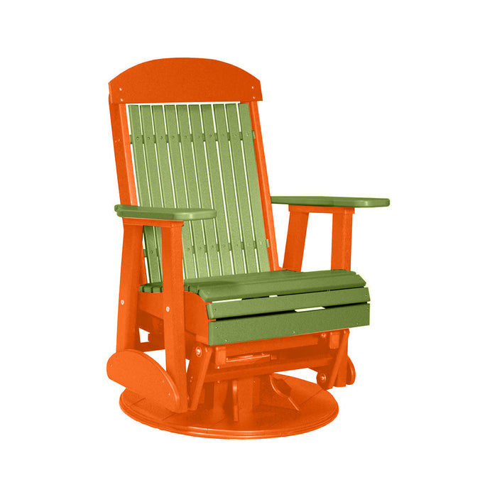 LuxCraft Lime Green 2 foot Classic Highback Recycled Plastic Swivel Glider Chair