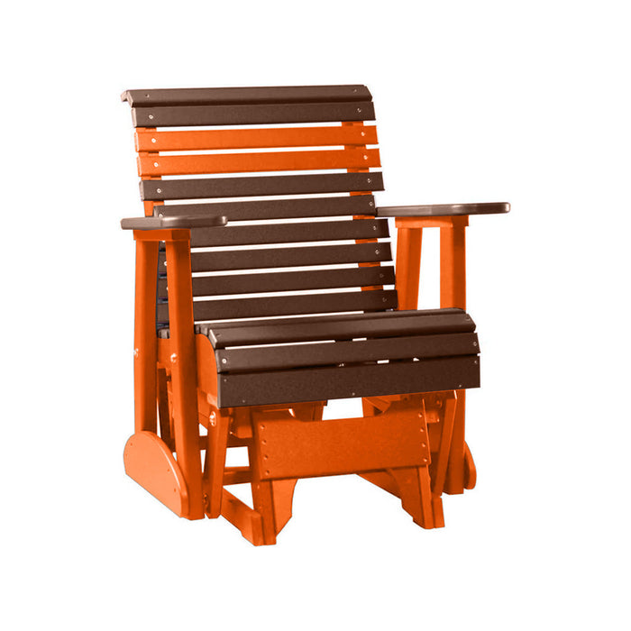 LuxCraft Chestnut Brown 2 foot Rollback Recycled Plastic Glider Chair