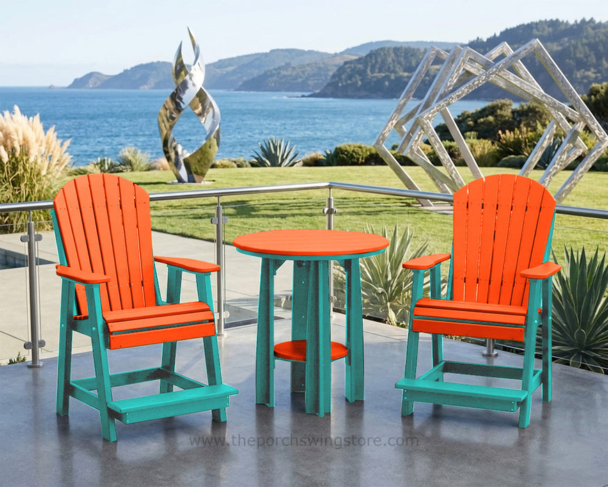 LuxCraft Aruba Blue on Tangerine Poly Balcony Table Dining Sets