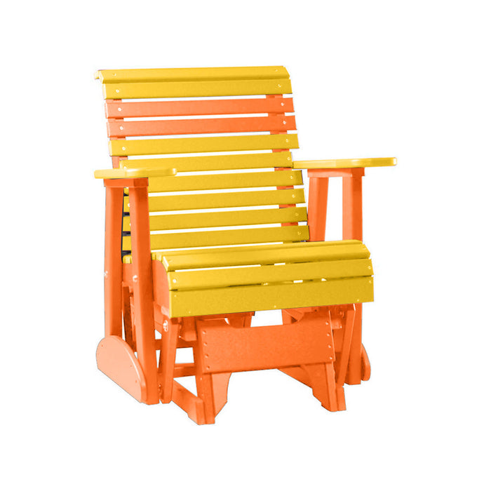 LuxCraft Yellow 2 foot Rollback Recycled Plastic Glider Chair With Cup Holder