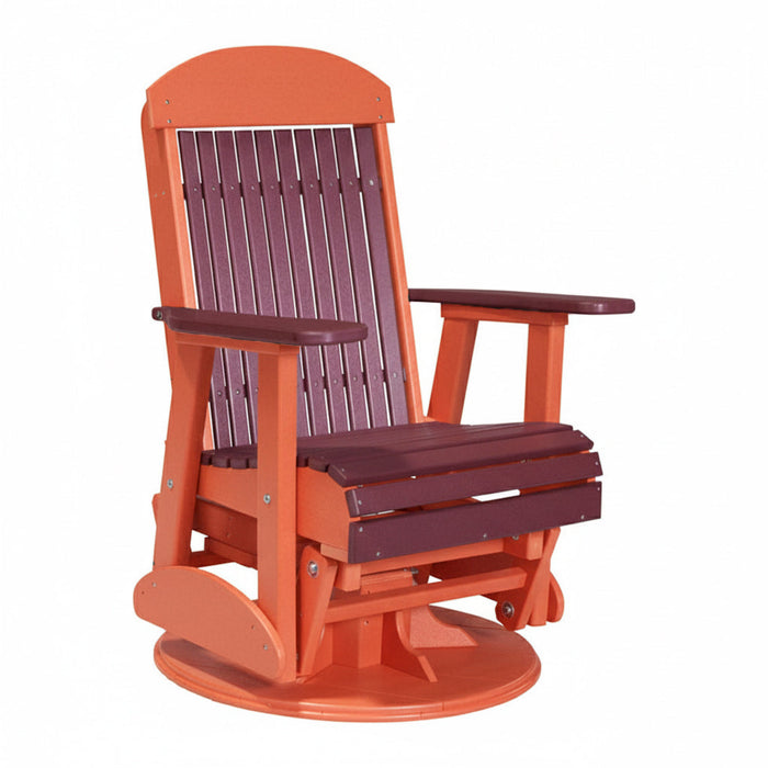 LuxCraft Cherry wood 2 foot Classic Highback Recycled Plastic Swivel Glider Chair With Cup Holder