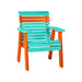 LuxCraft Aruba Blue 2' Rollback Recycled Plastic Chair With Cup Holder