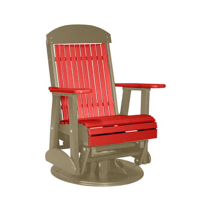 LuxCraft Red 2 foot Classic Highback Recycled Plastic Swivel Glider Chair With Cup Holder