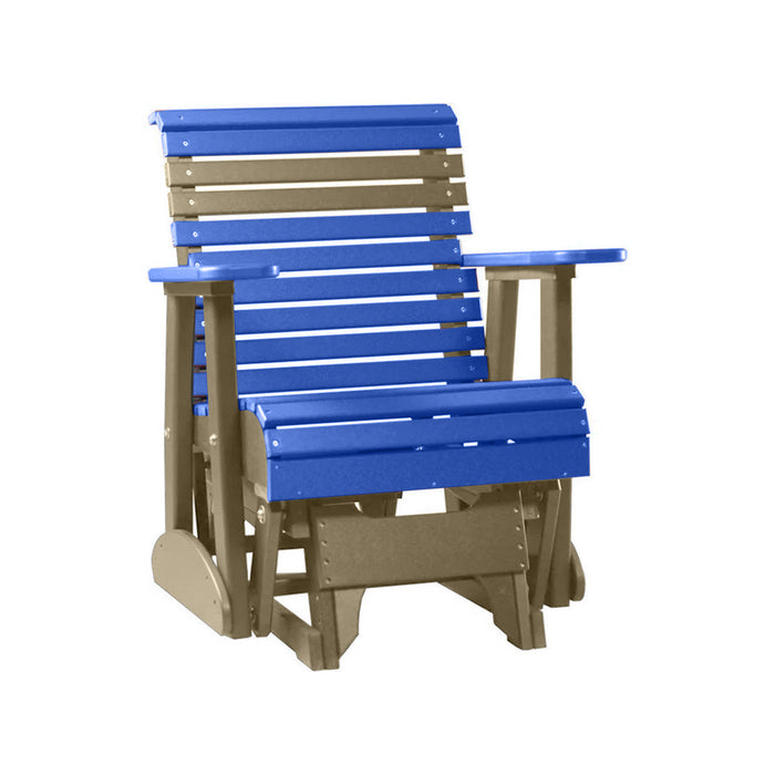 LuxCraft Blue 2 foot Rollback Recycled Plastic Glider Chair With Cup Holder